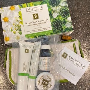 Eminence “Bright Skin Starter Set”; cleanser,masque,serum,40 SPF moisturizer.